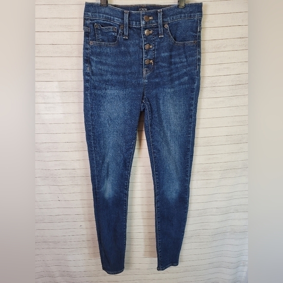 J.CREW 10" HIGH RISE SKINNY BUTTON FRONT JEANS, SZ 26T - Picture 1 of 7